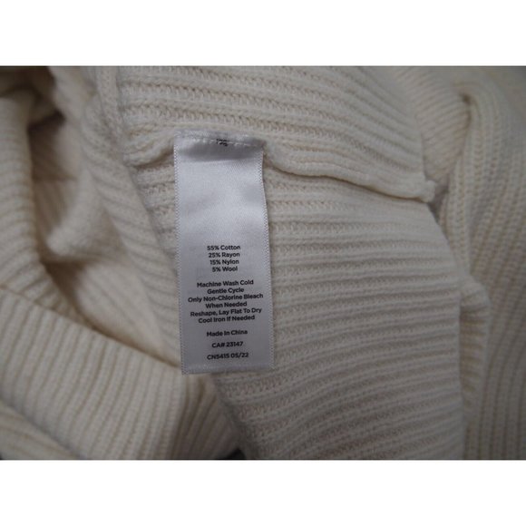 Talbots Womens Sweater XLP Oversized Tunic Cowl Neck Pullover Ivory Wool Sp 2022 - Picture 5 of 5